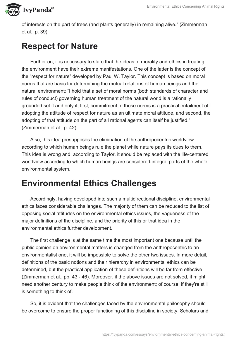Environmental Ethics Concerning Animal Rights. Page 4