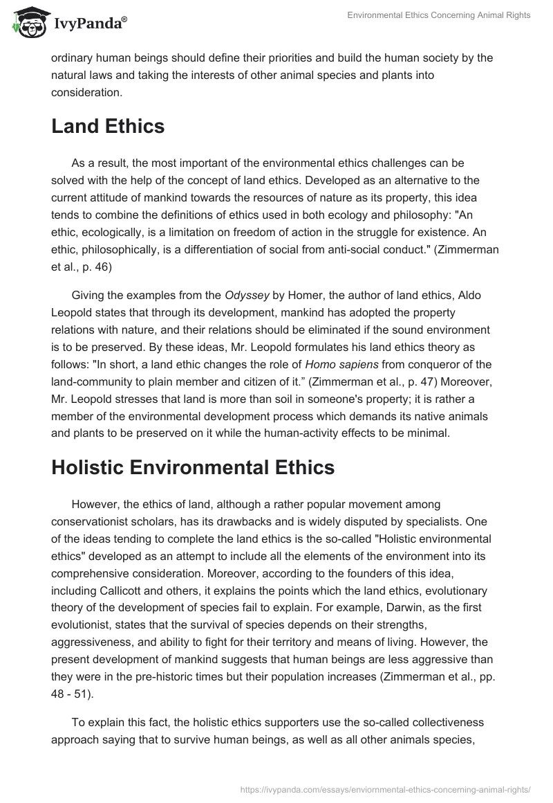Environmental Ethics Concerning Animal Rights. Page 5