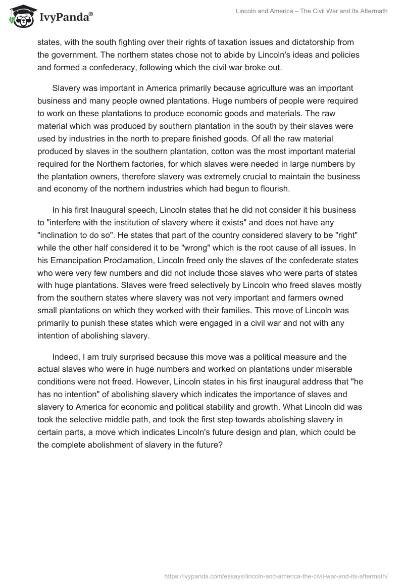 Lincoln and America – The Civil War and Its Aftermath. Page 2