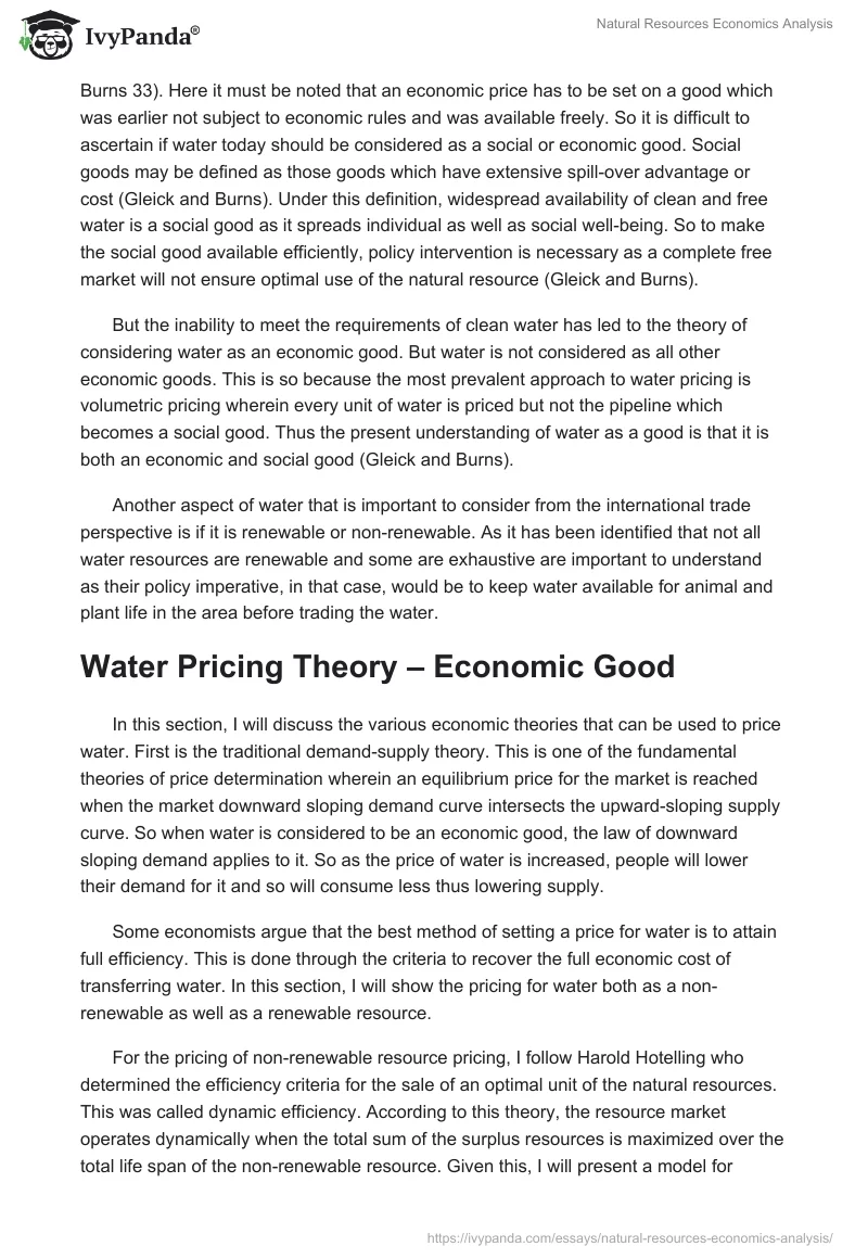 Natural Resources Economics Analysis. Page 2