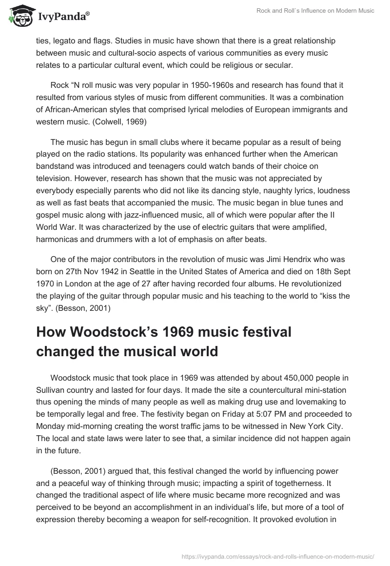 Rock and Roll`s Influence on Modern Music. Page 2