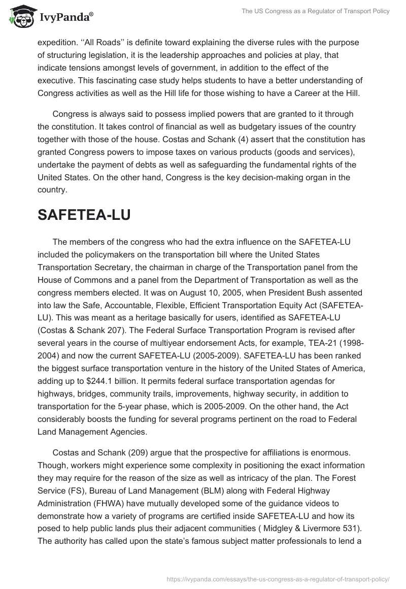 The US Congress as a Regulator of Transport Policy. Page 2