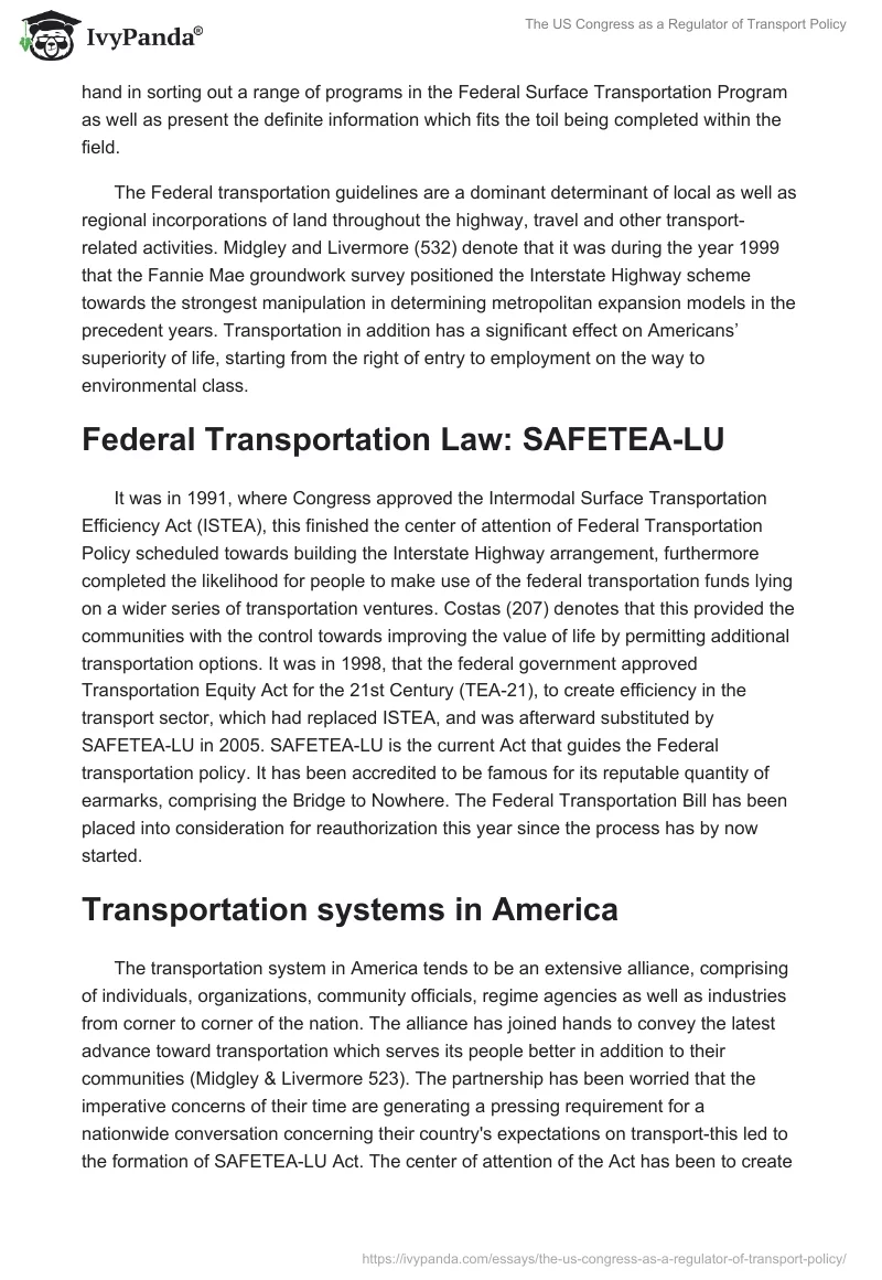 The US Congress as a Regulator of Transport Policy. Page 3