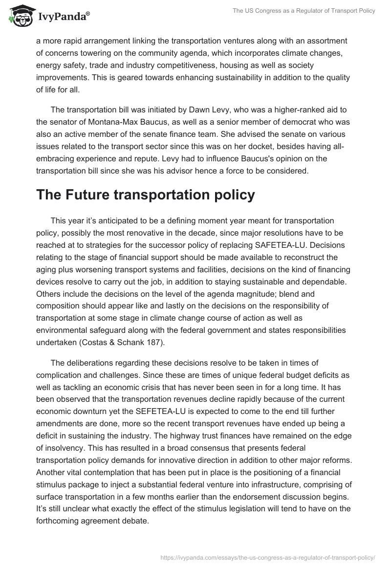 The US Congress as a Regulator of Transport Policy. Page 4