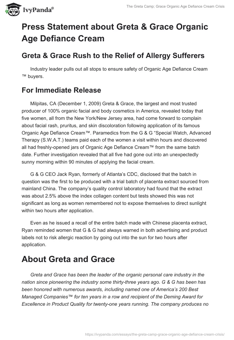 The Greta Camp; Grace Organic Age Defiance Cream Crisis. Page 2