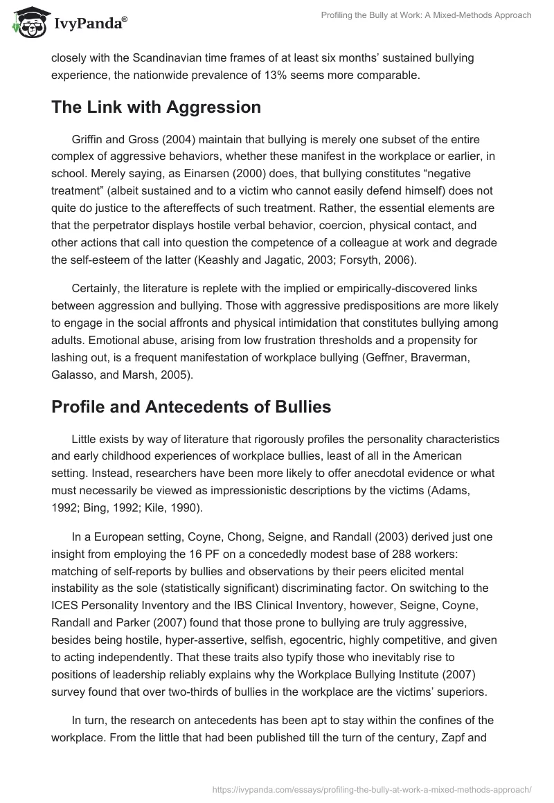 Profiling the Bully at Work: A Mixed-Methods Approach. Page 2