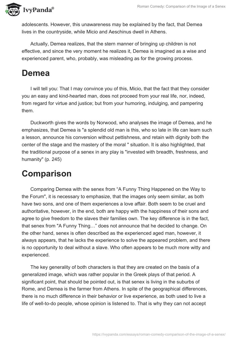Roman Comedy: Comparison of the Image of a Senex. Page 2