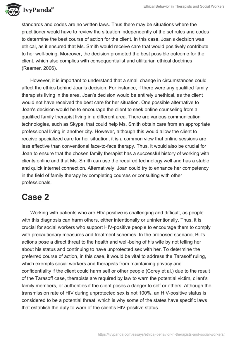Ethical Behavior in Therapists and Social Workers. Page 2