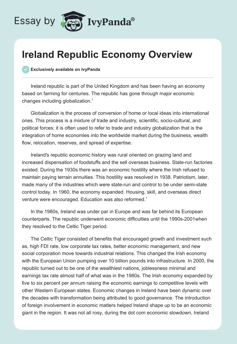 Ireland Republic Economy Overview. Page 1