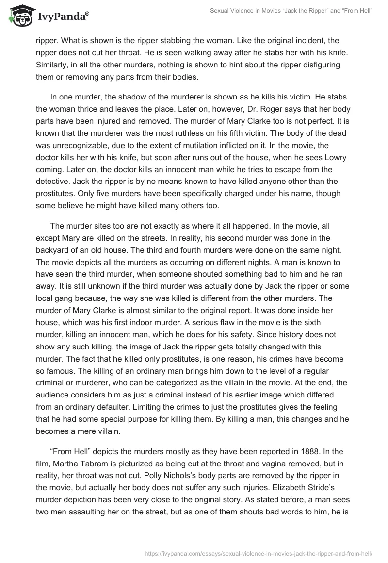 Sexual Violence in Movies “Jack the Ripper” and “From Hell”. Page 5