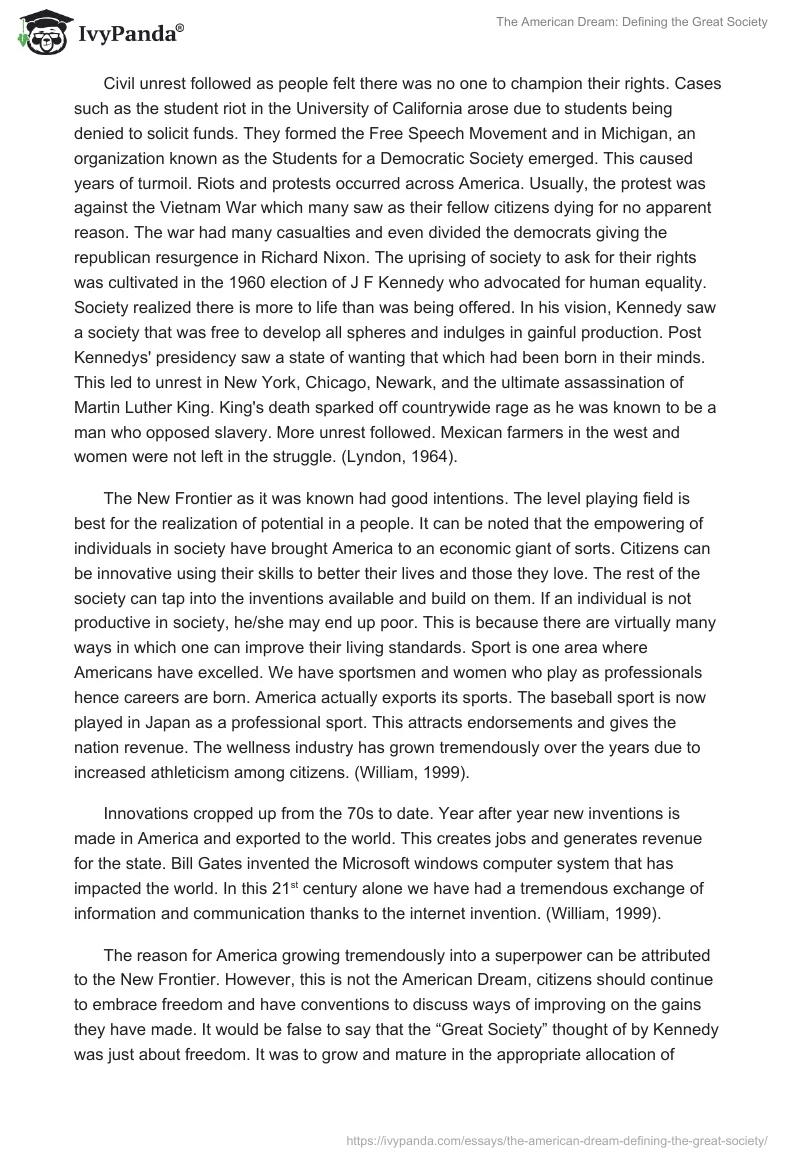 The American Dream: Defining the Great Society. Page 2