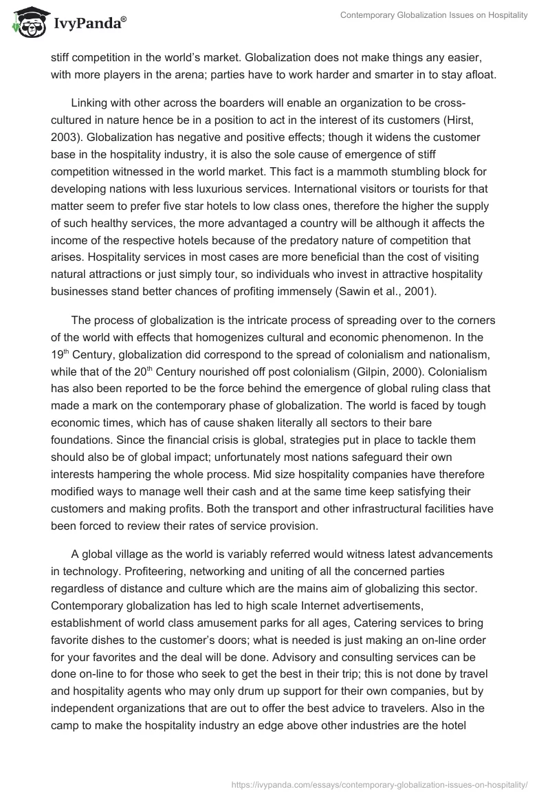 Contemporary Globalization Issues on Hospitality. Page 3