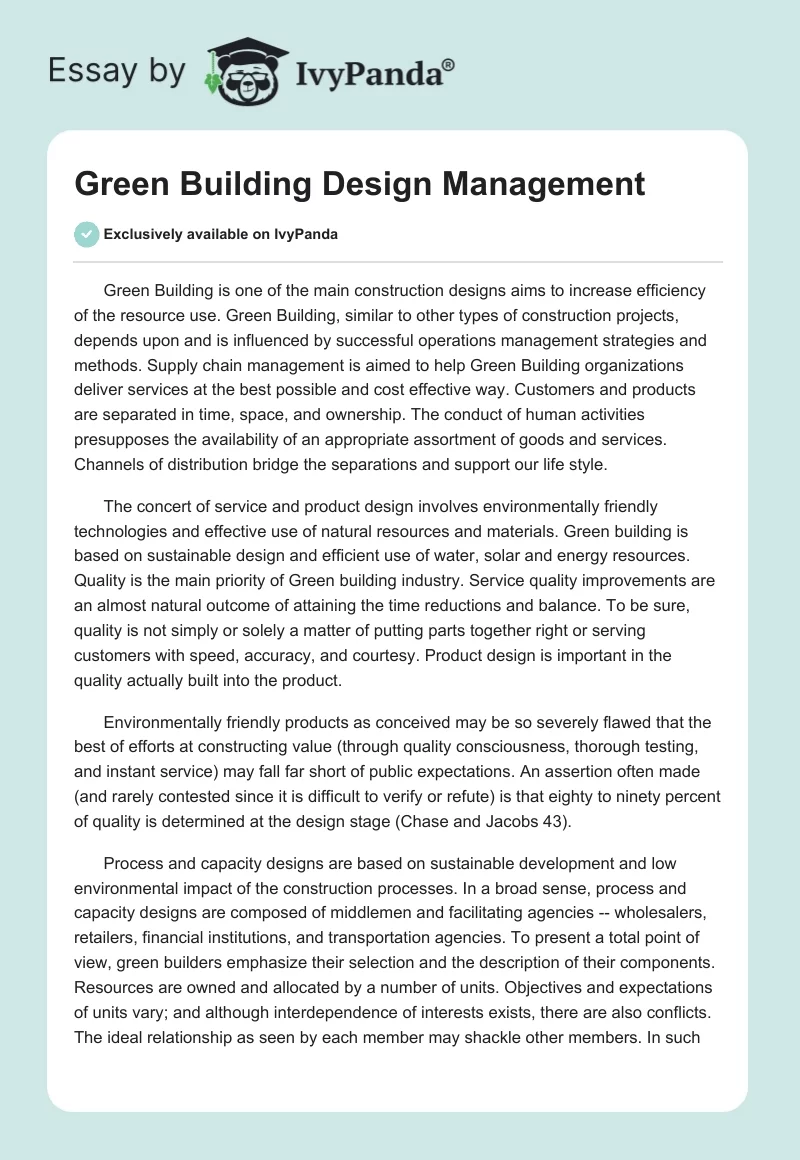 Green Building Design Management. Page 1