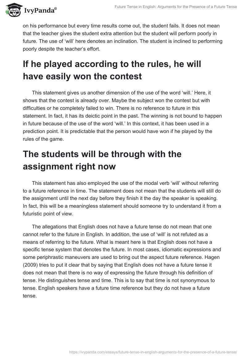 Future Tense in English: Arguments for the Presence of a Future Tense. Page 5