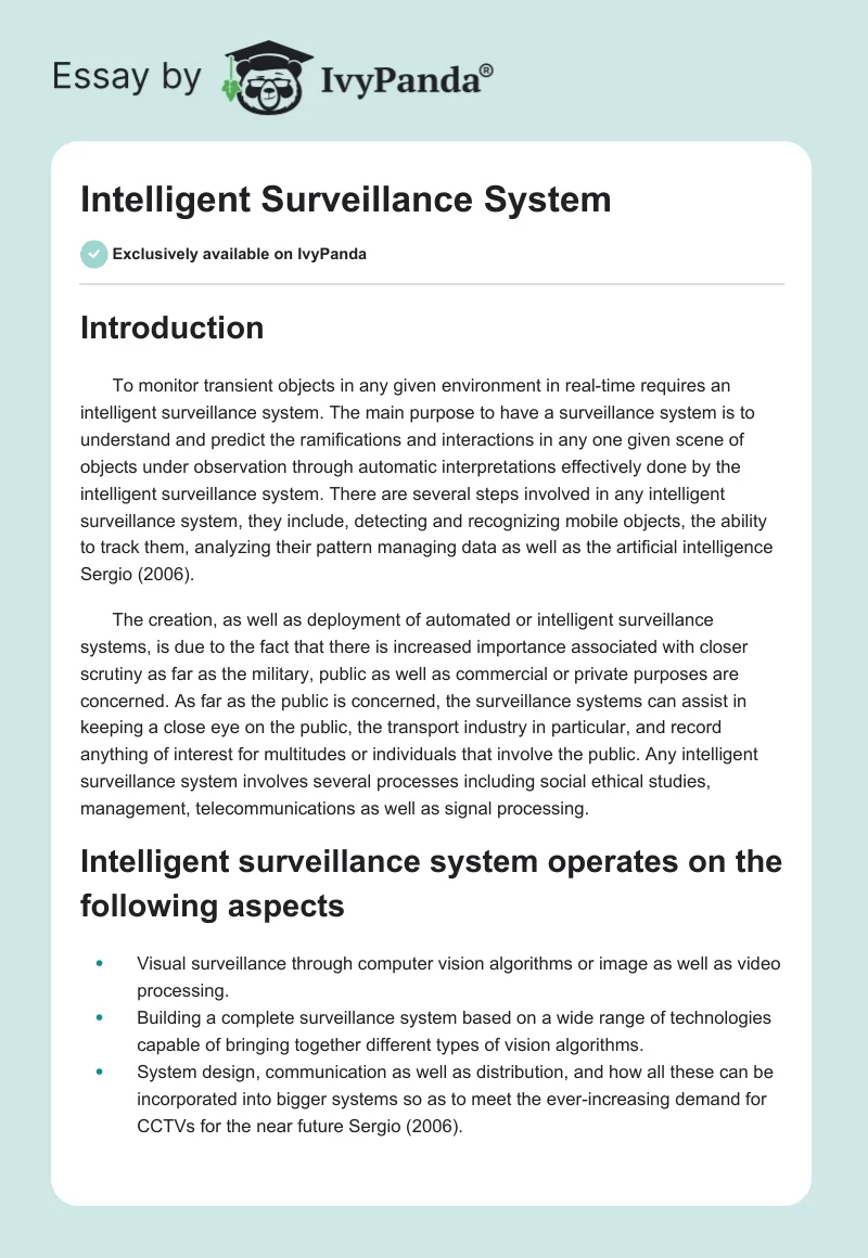 Intelligent Surveillance System. Page 1