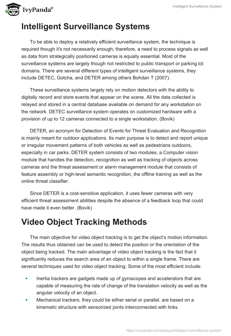 Intelligent Surveillance System. Page 2