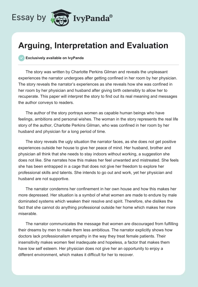 Arguing, Interpretation and Evaluation. Page 1