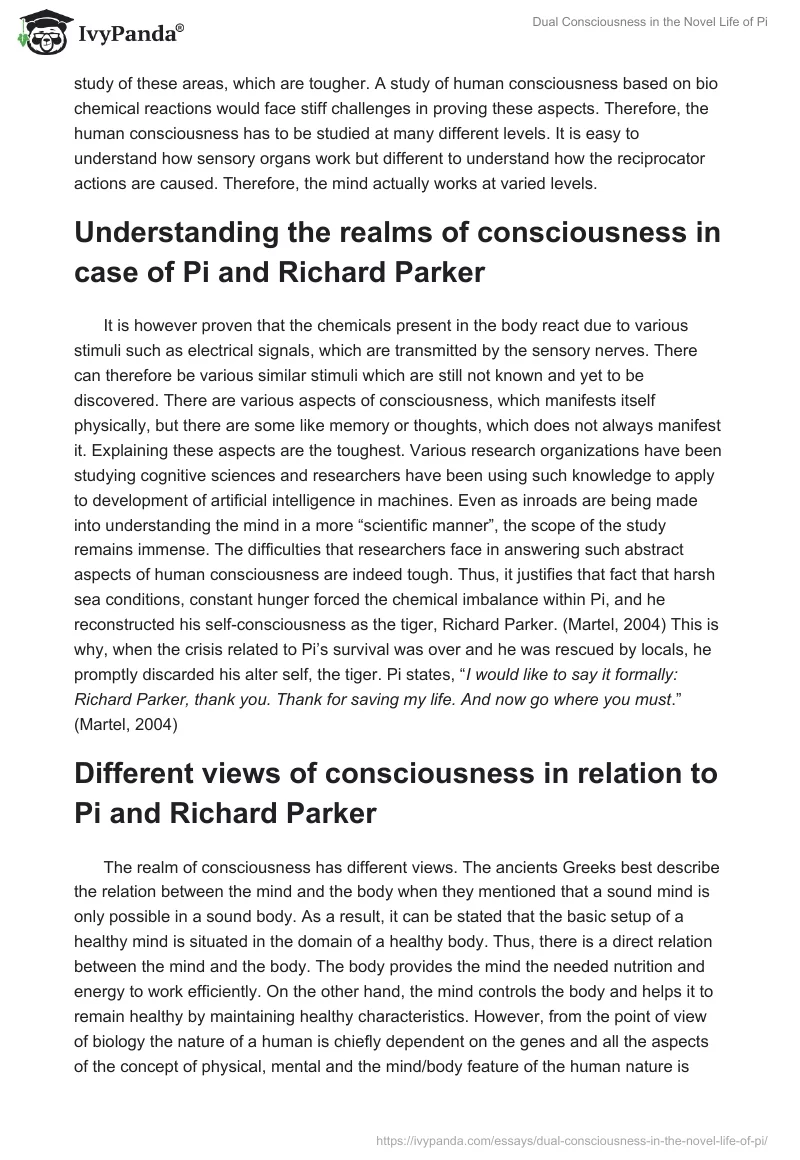 Dual Consciousness in the Novel Life of Pi. Page 3