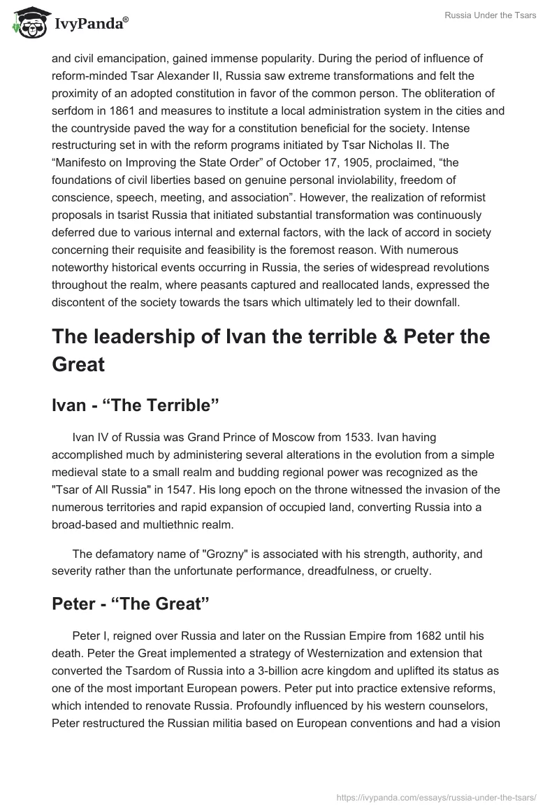 Russia Under the Tsars. Page 2