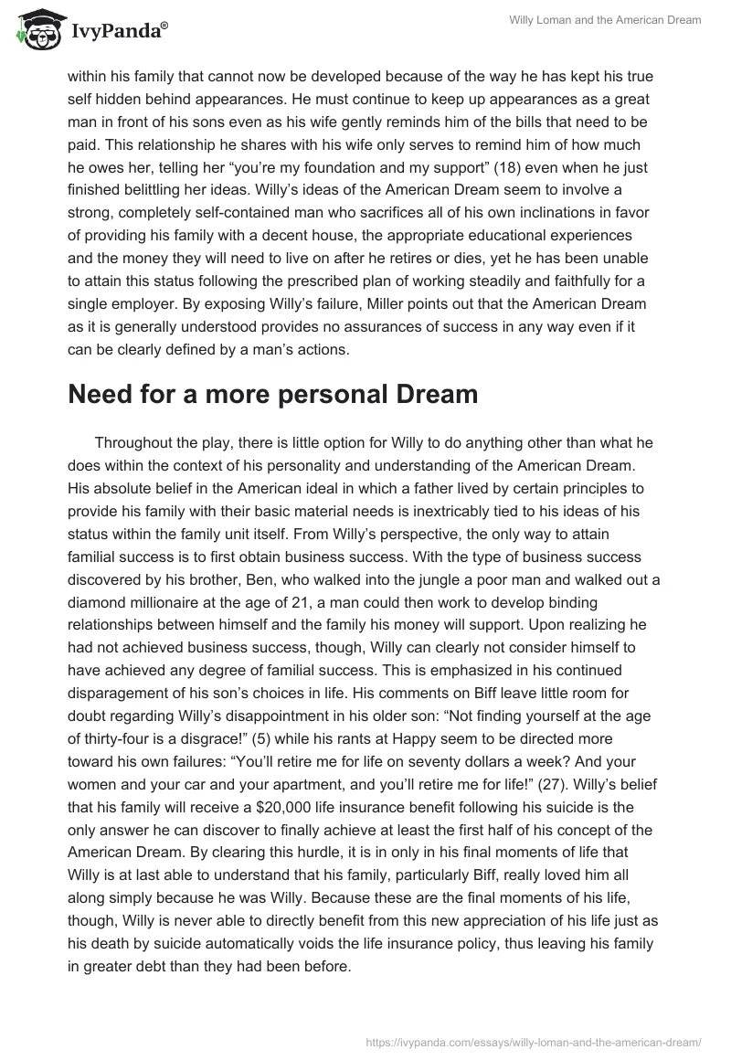 Willy Loman and the American Dream. Page 3