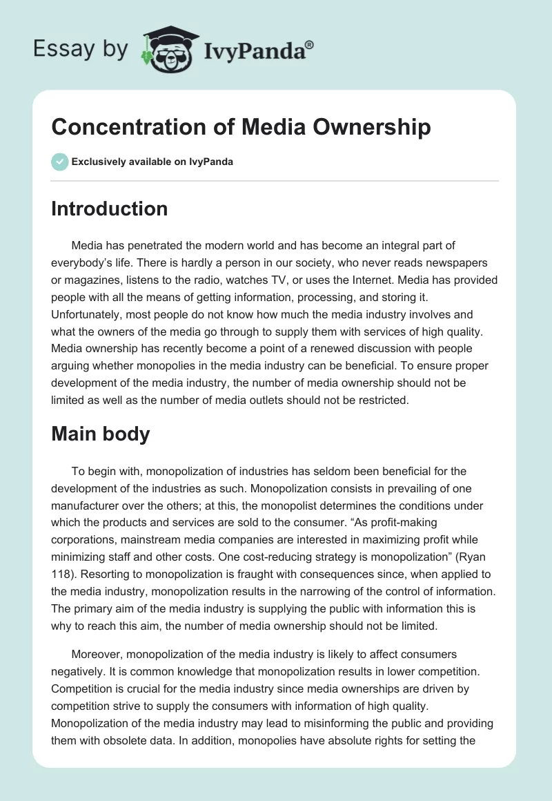 Concentration of Media Ownership. Page 1
