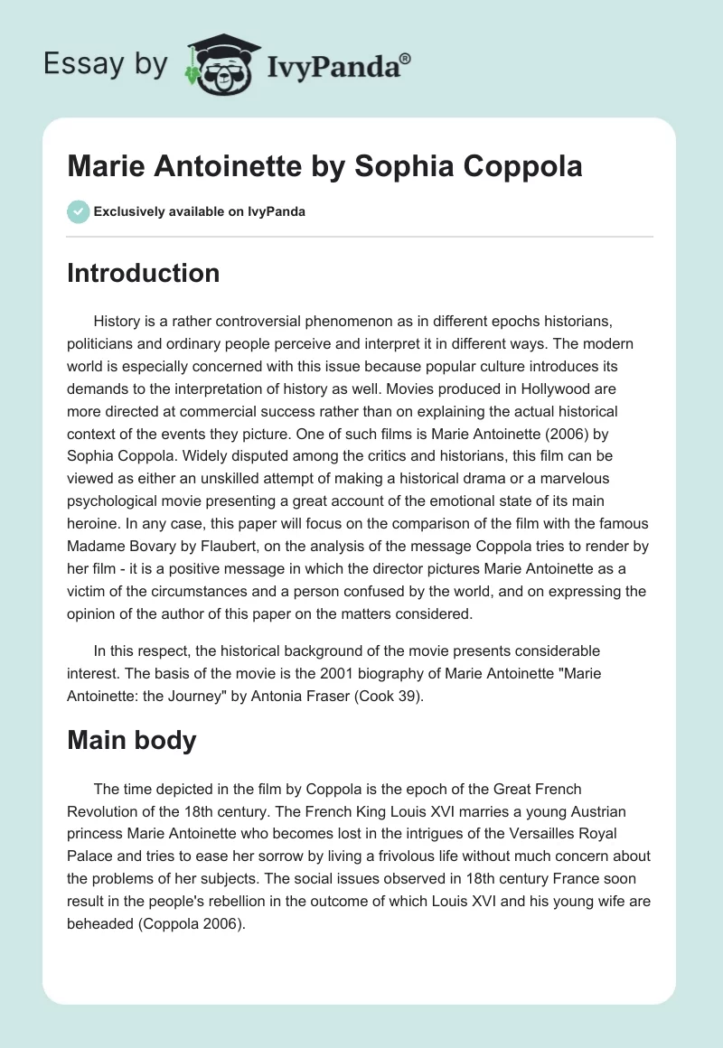 "Marie Antoinette" by Sophia Coppola. Page 1