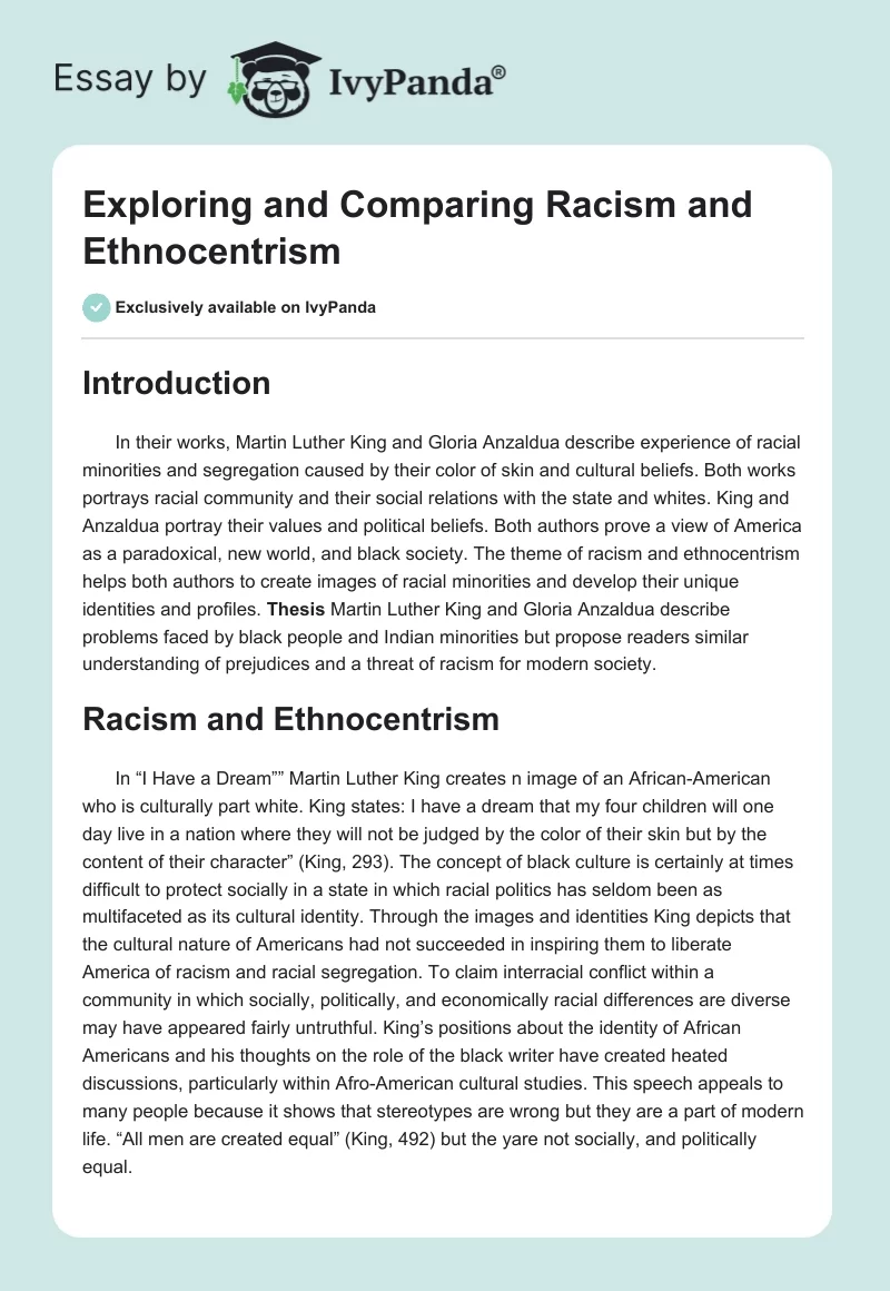 Exploring and Comparing Racism and Ethnocentrism. Page 1