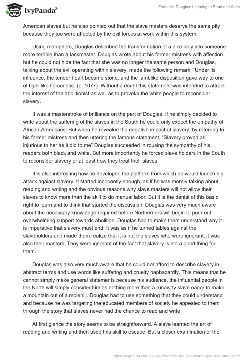 Frederick Douglas: Learning to Read and Write. Page 2