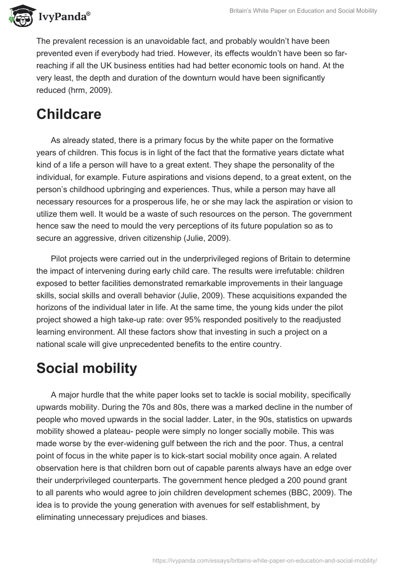 Britain’s White Paper on Education and Social Mobility. Page 3
