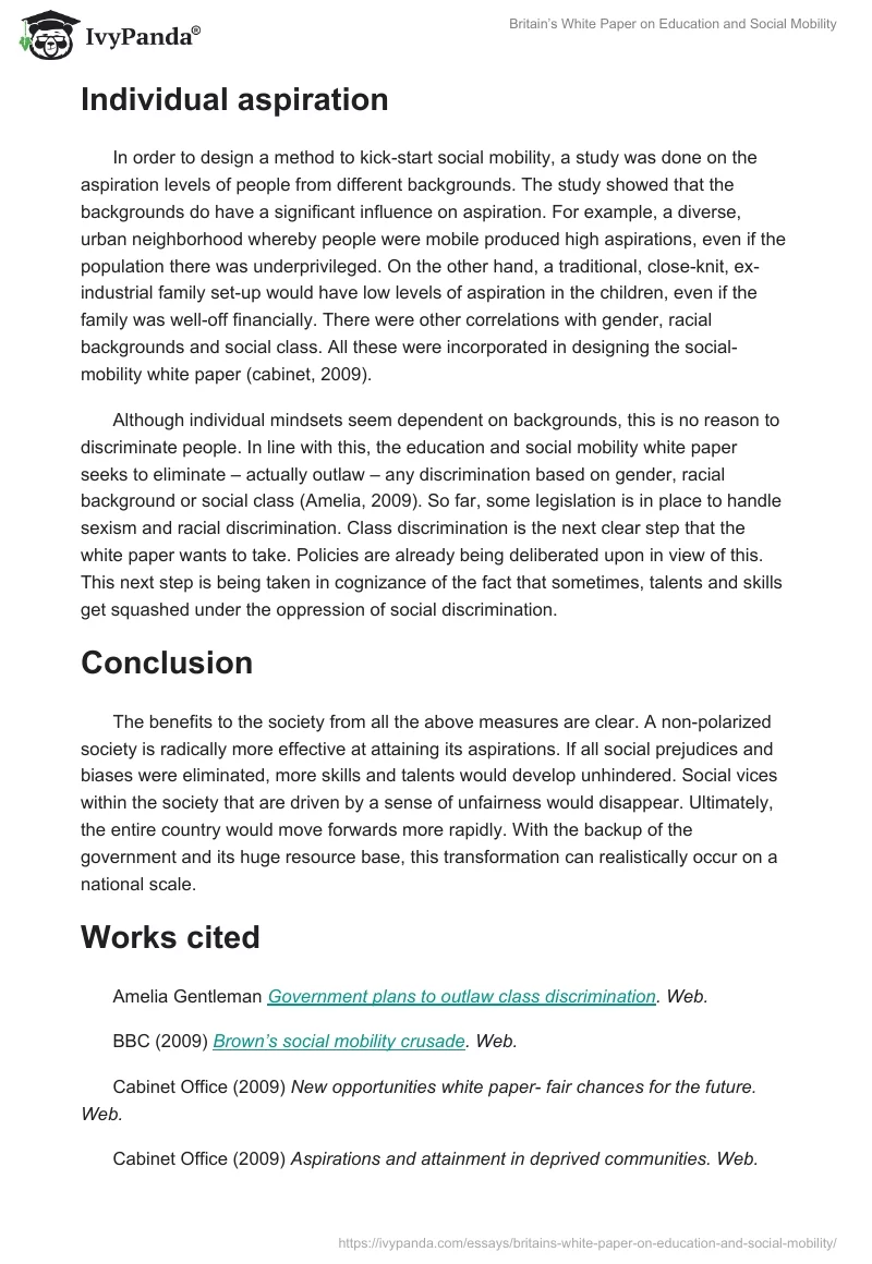 Britain’s White Paper on Education and Social Mobility. Page 4