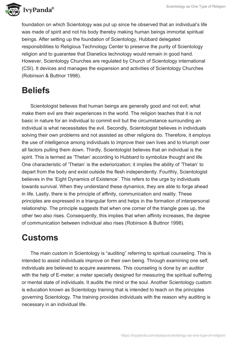 Scientology as One Type of Religion. Page 2