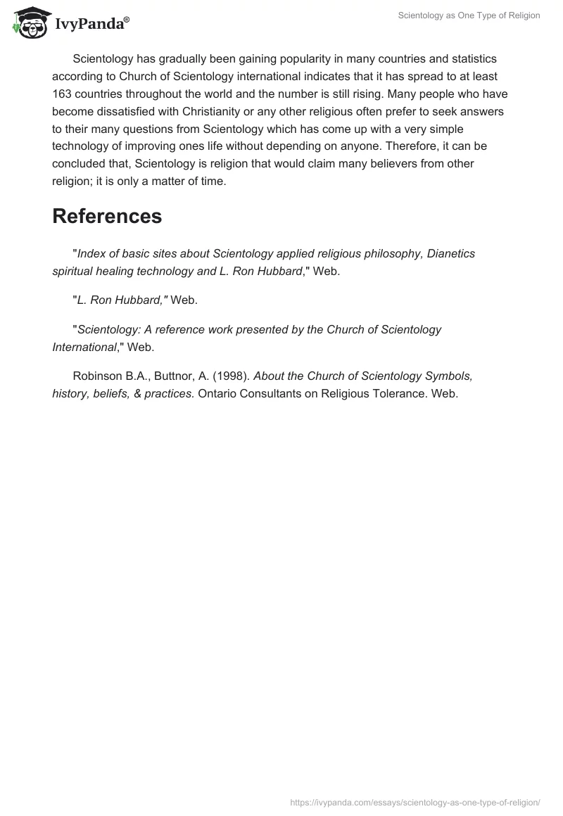 Scientology as One Type of Religion. Page 3