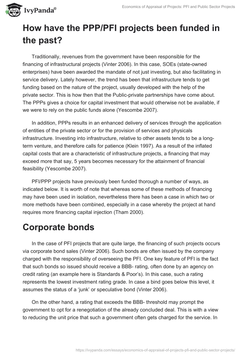 Economics of Appraisal of Projects: PFI and Public Sector Projects. Page 2