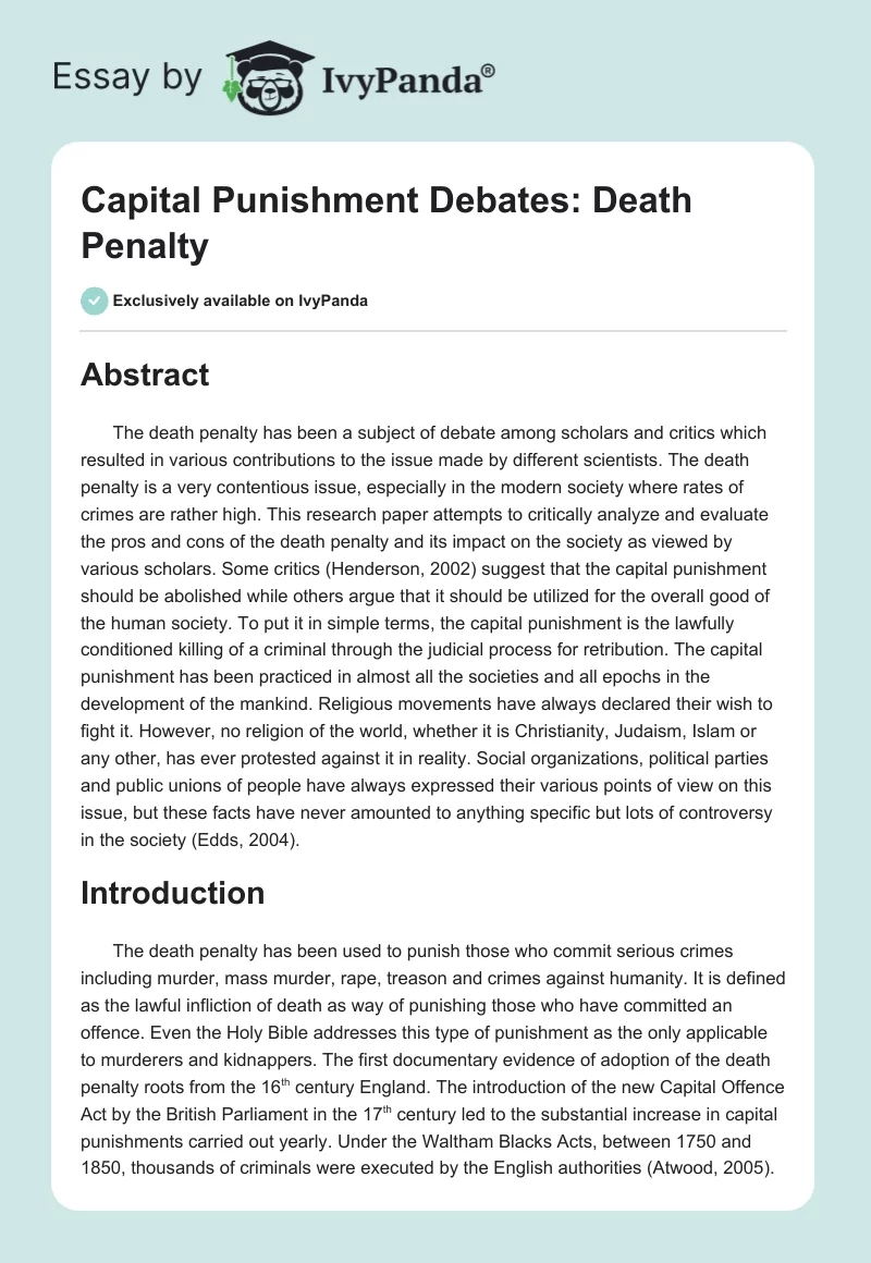 Capital Punishment Debates: Death Penalty. Page 1