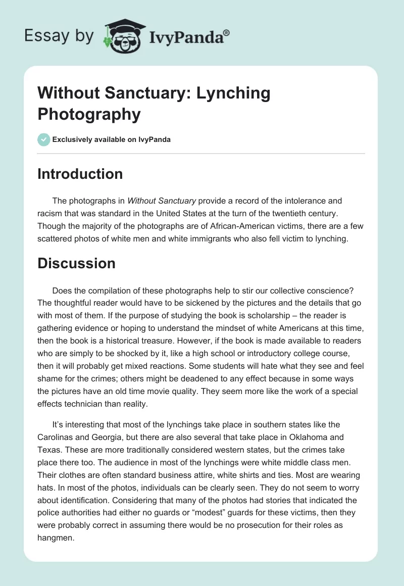 Without Sanctuary: Lynching Photography. Page 1