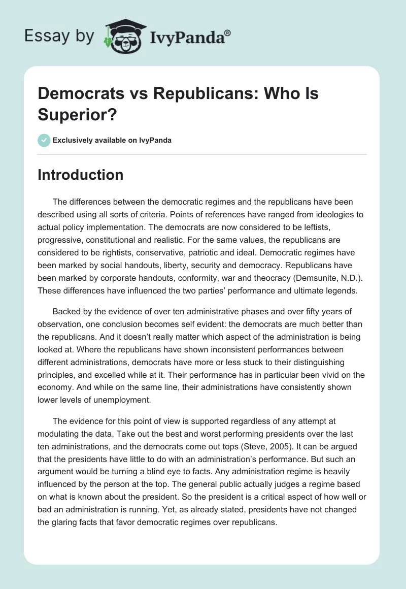Democrats vs. Republicans: Who Is Superior?. Page 1