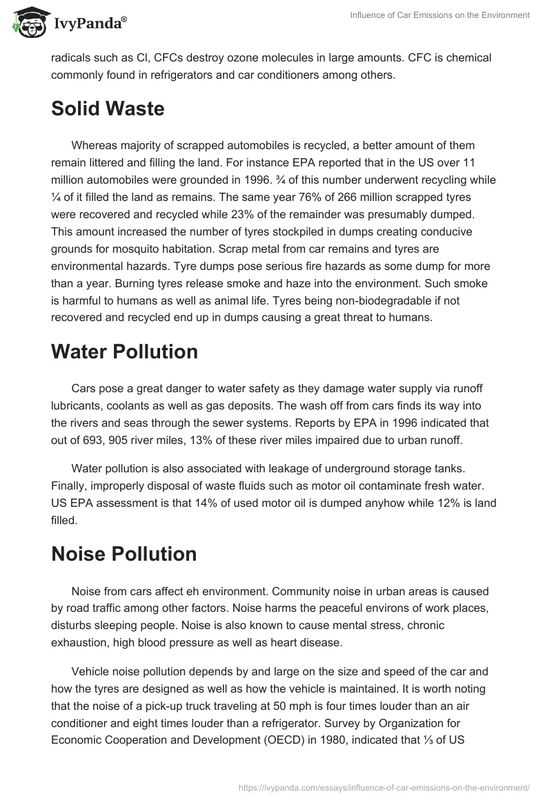 Influence of Car Emissions on the Environment. Page 3