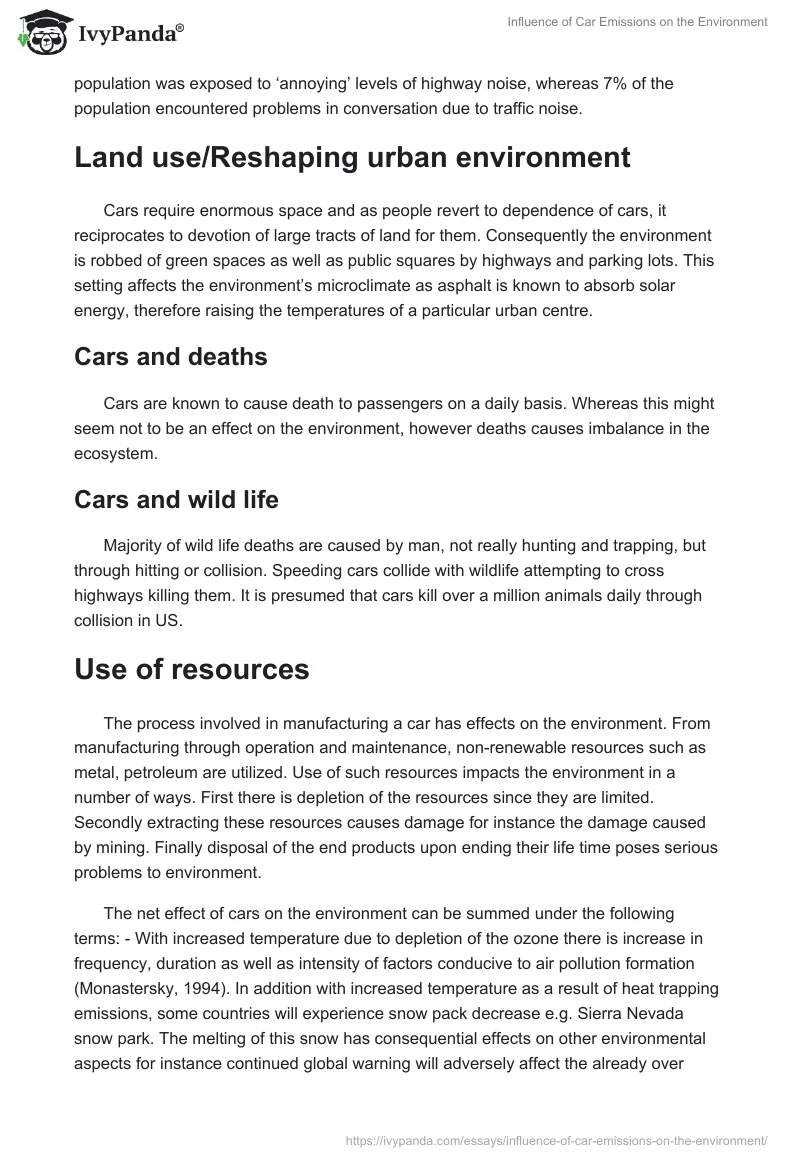 Influence of Car Emissions on the Environment. Page 4