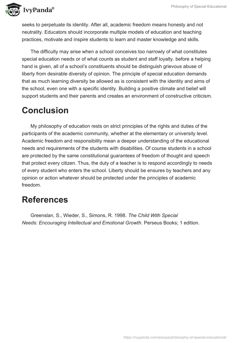 Philosophy of Special Educational. Page 2