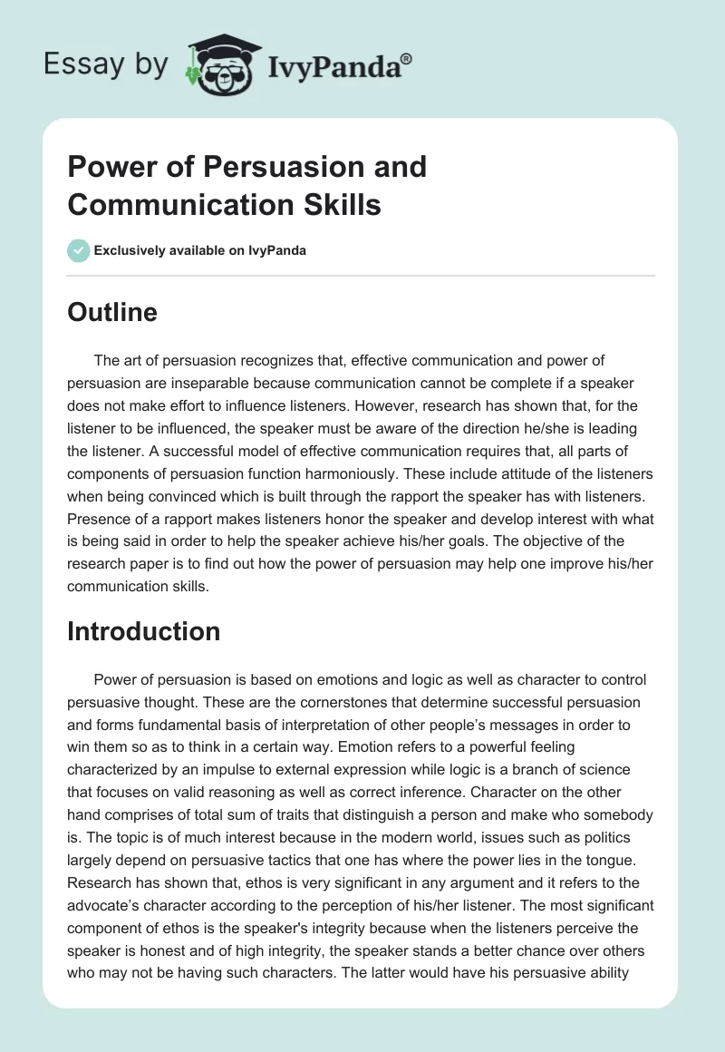 Power of Persuasion and Communication Skills. Page 1