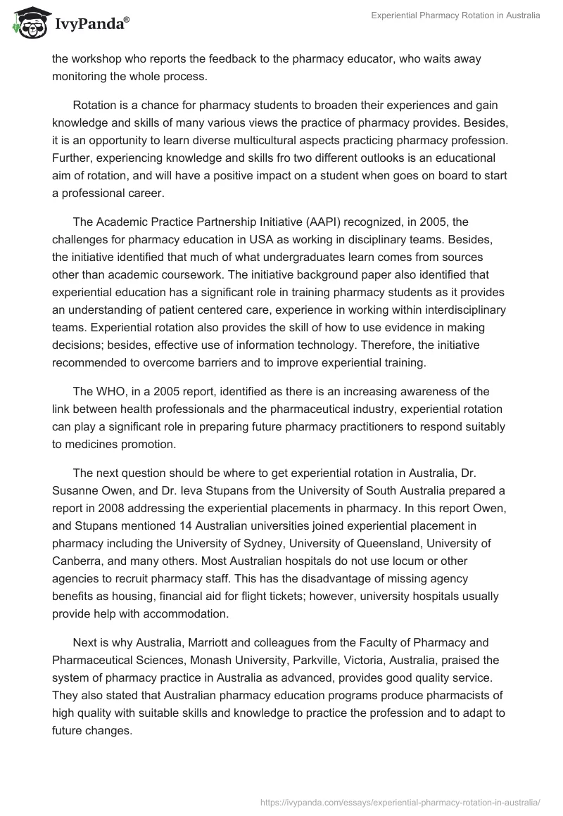 Experiential Pharmacy Rotation in Australia. Page 2