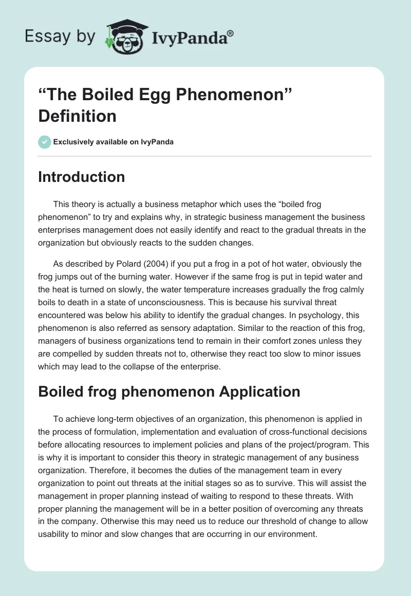 “The Boiled Egg Phenomenon” Definition. Page 1