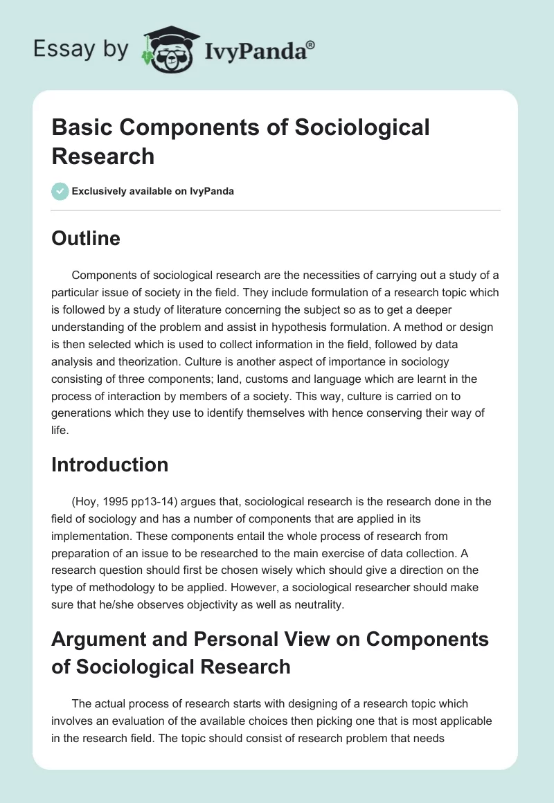 Basic Components of Sociological Research. Page 1