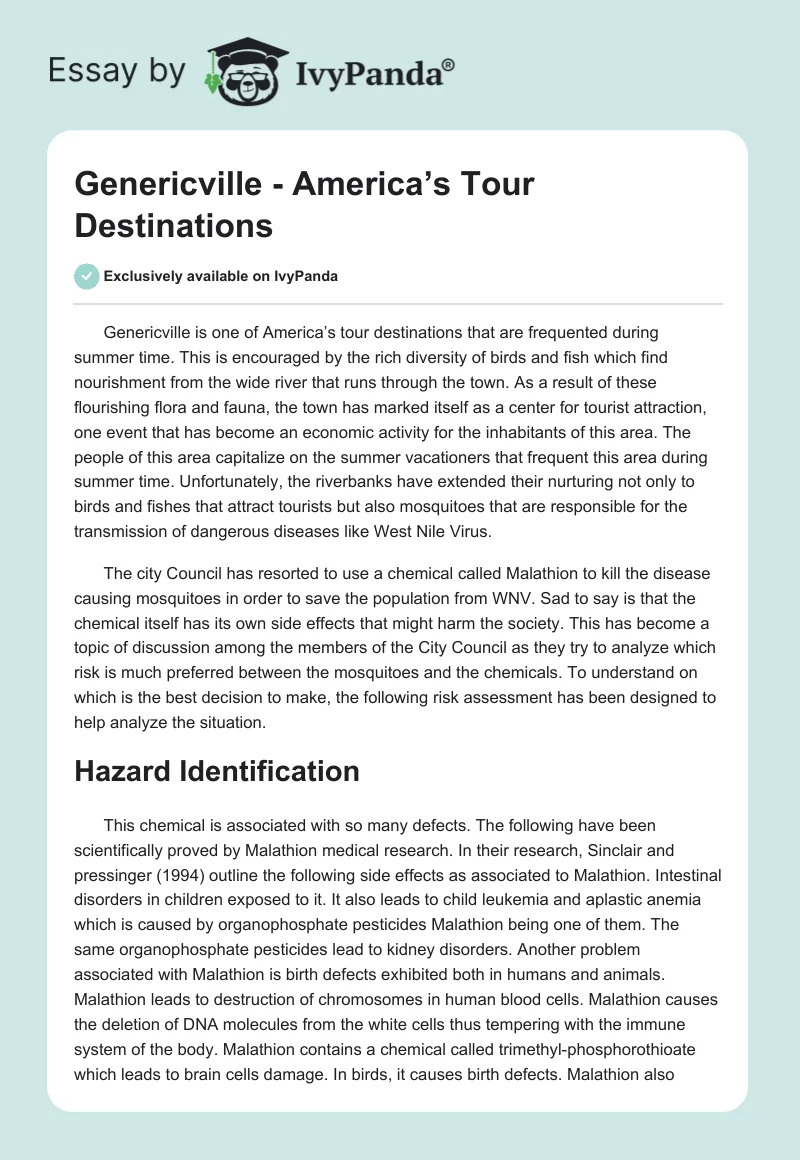 Genericville - America’s Tour Destinations. Page 1