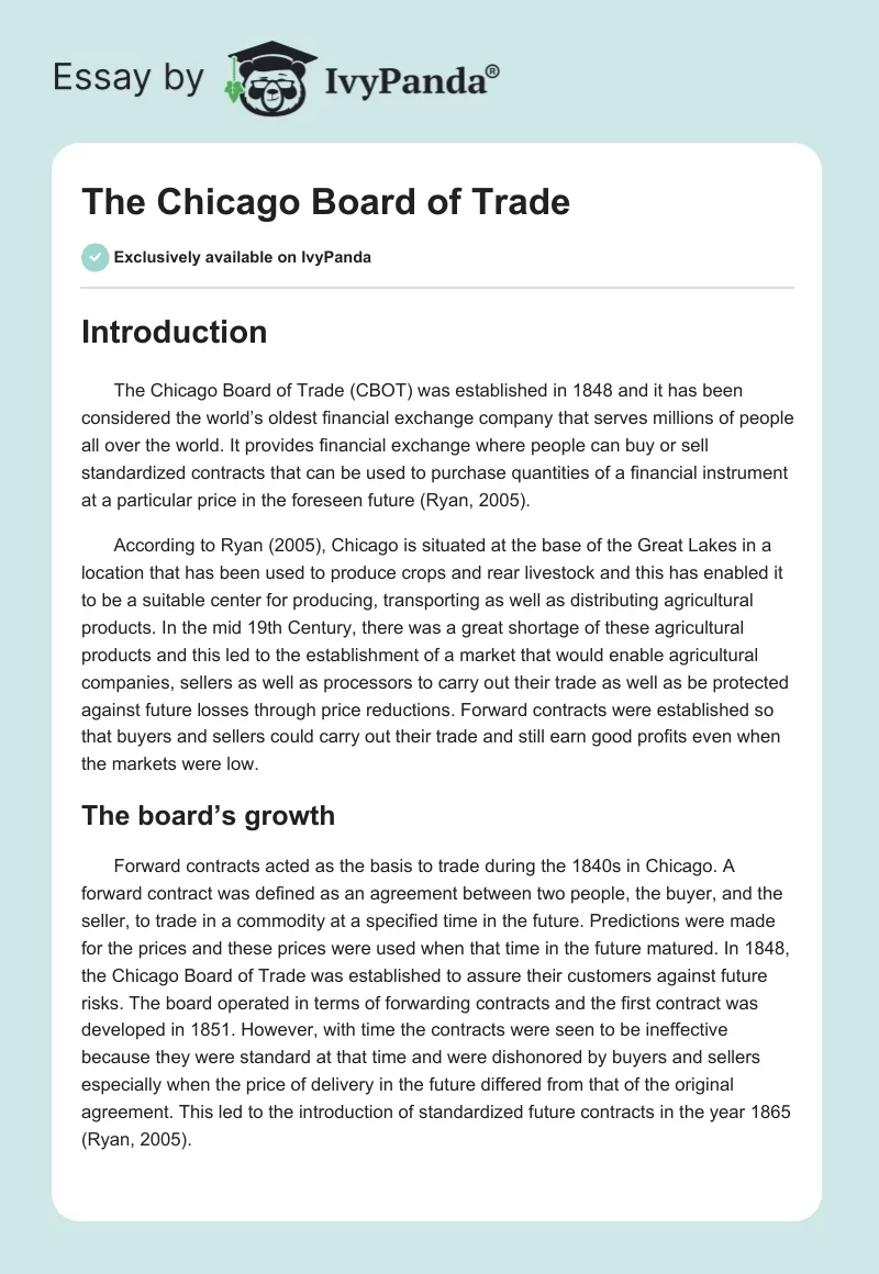 The Chicago Board of Trade. Page 1