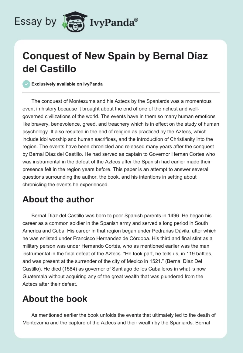 Conquest of New Spain by Bernal Díaz del Castillo. Page 1