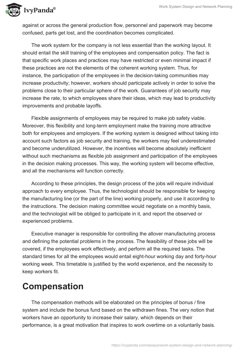 Work System Design and Network Planning. Page 2