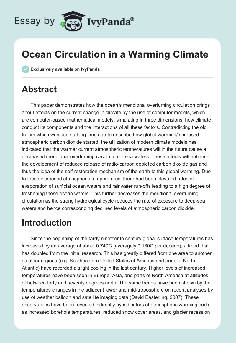 Ocean Circulation in a Warming Climate. Page 1