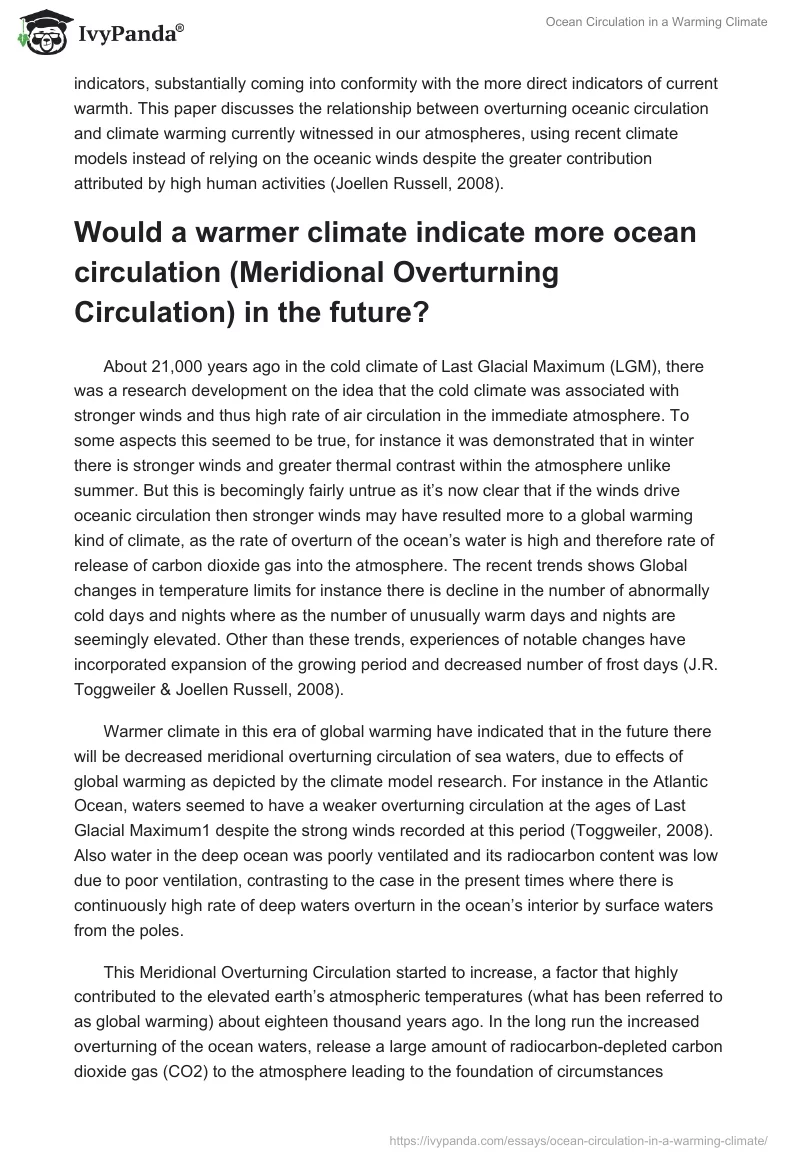 Ocean Circulation in a Warming Climate. Page 2