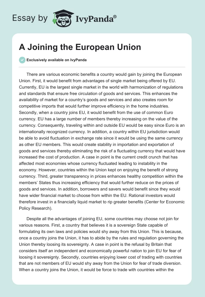 A Joining the European Union. Page 1